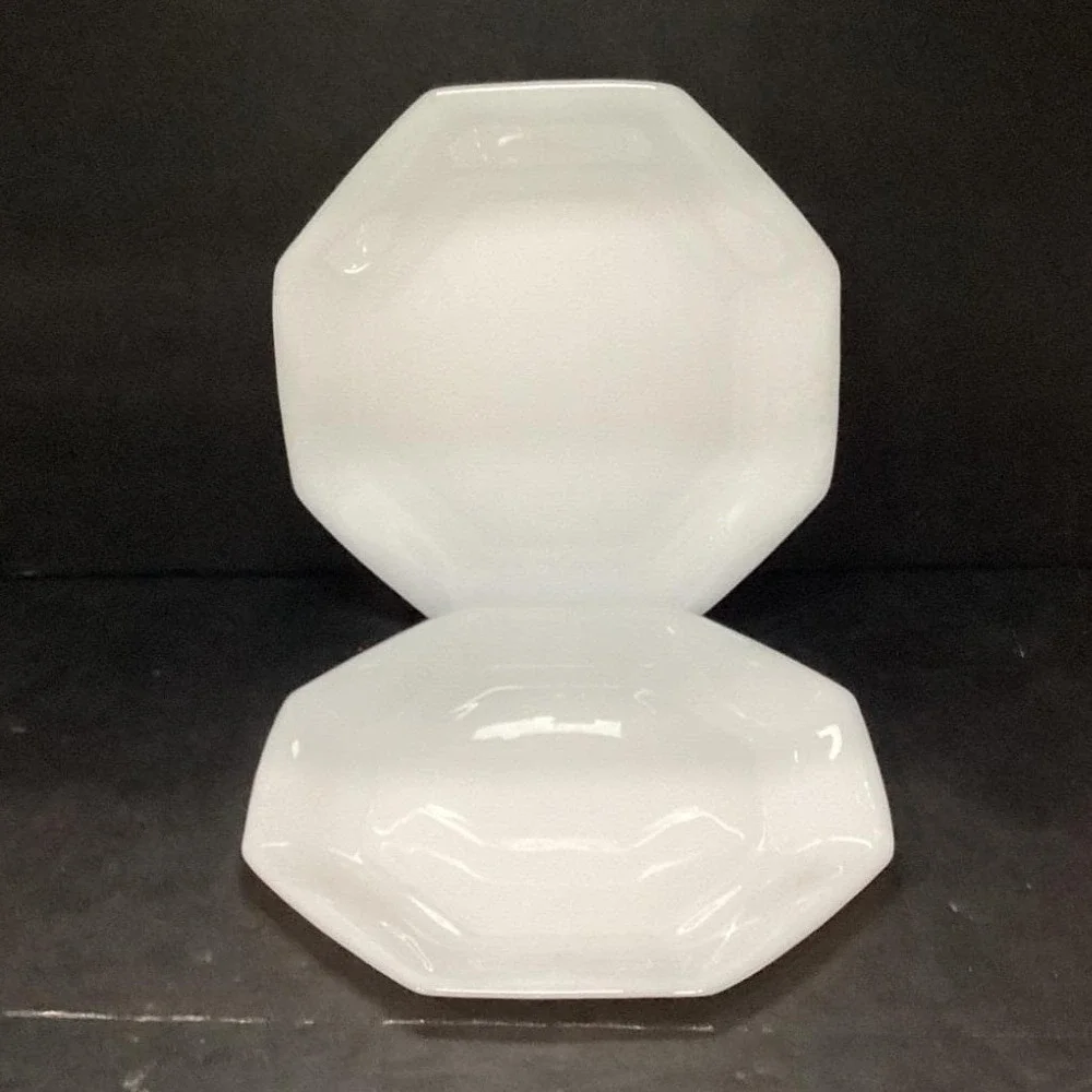 Arcopal France Novoctime White Milk Glass Dinner Plates, Set of 2 Vintage Dishes